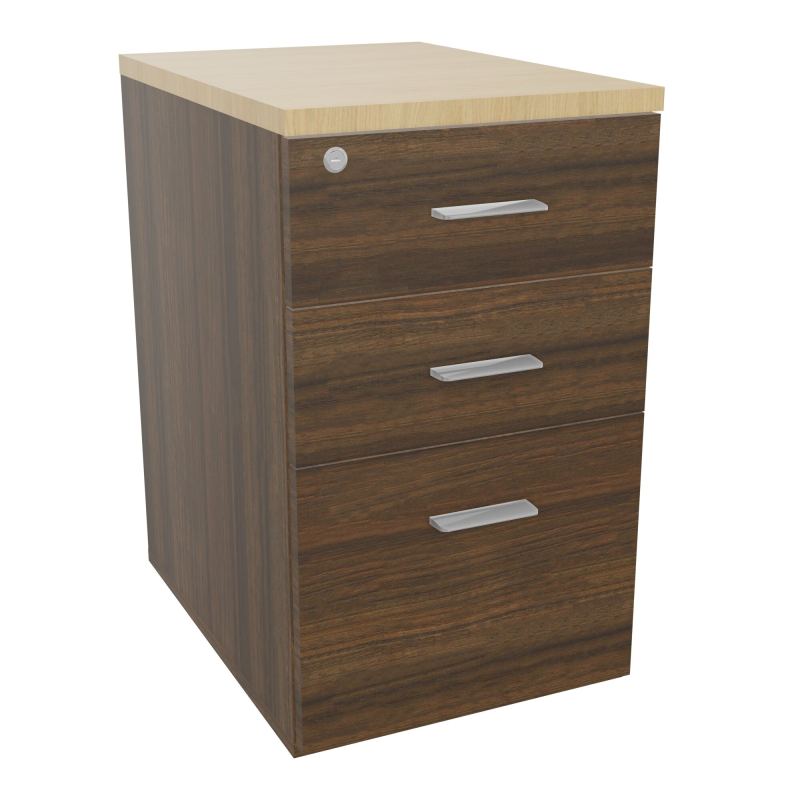 RETOUR SUR CAISSON HAUTEUR BUREAU P60XL43,2 - 3 TIROIRS DONT 1DS TOP EP25MM N6 R1 SB