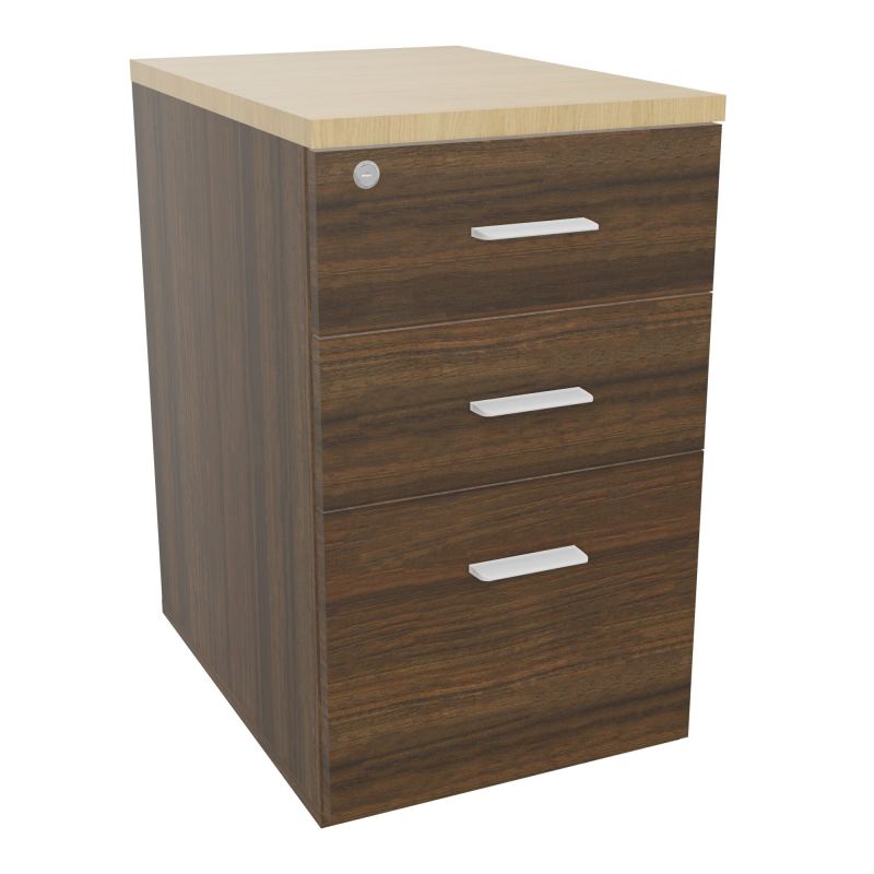 RETOUR SUR CAISSON HAUTEUR BUREAU P60XL43,2 - 3 TIROIRS DONT 1DS TOP EP25MM N6 R1 SO