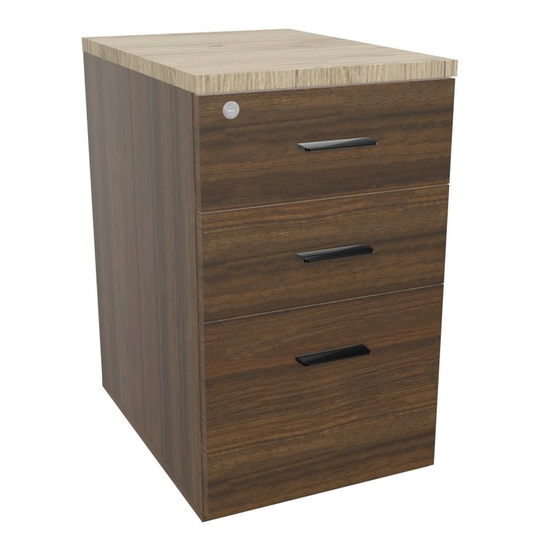 RETOUR SUR CAISSON HAUTEUR BUREAU P60XL43,2 - 3 TIROIRS DONT 1DS TOP EP25MM N6 R3 SG