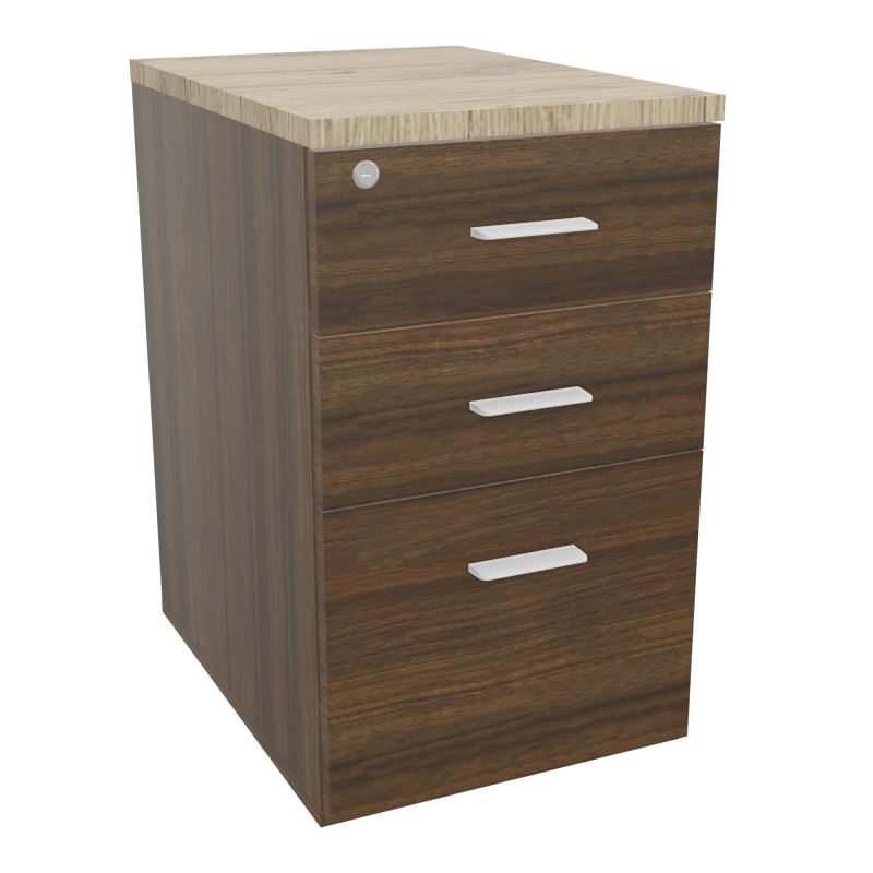 RETOUR SUR CAISSON HAUTEUR BUREAU P60XL43,2 - 3 TIROIRS DONT 1DS TOP EP25MM N6 R3 SO