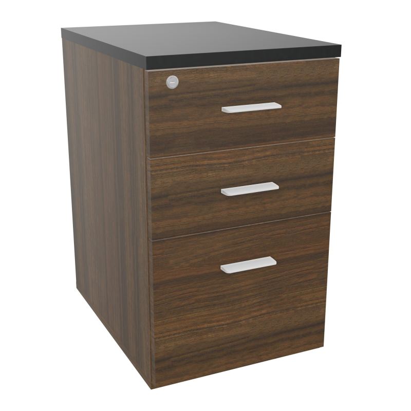 RETOUR SUR CAISSON HAUTEUR BUREAU P60XL43,2 - 3 TIROIRS DONT 1DS TOP EP25MM N6 R9 SO
