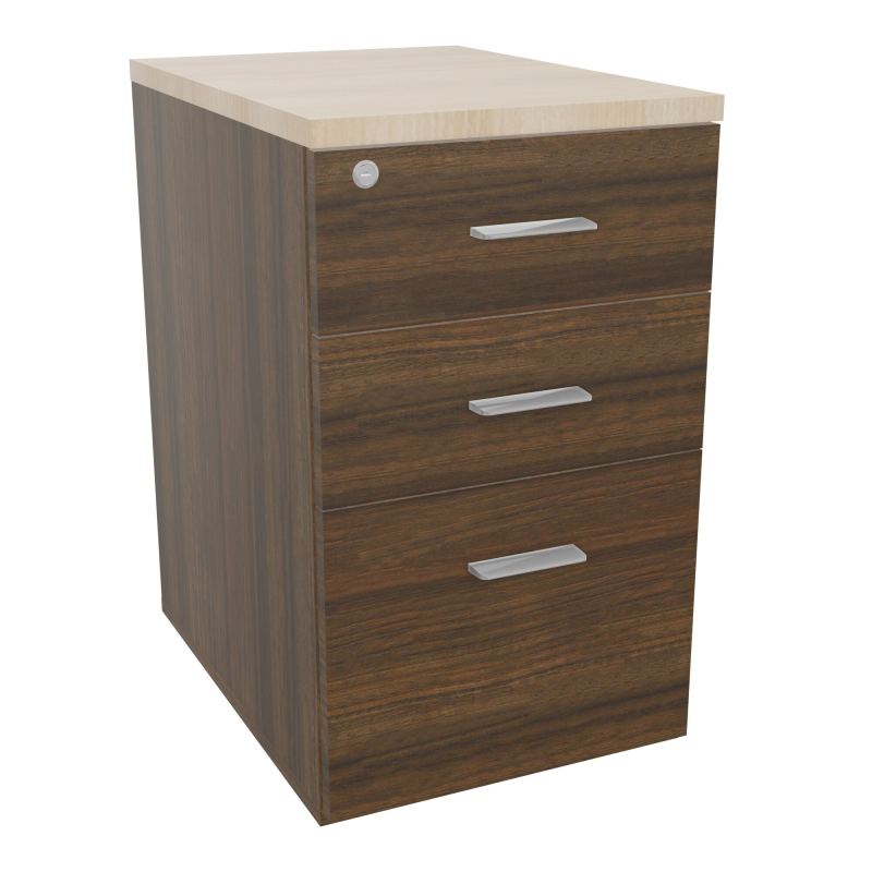 RETOUR SUR CAISSON HAUTEUR BUREAU P60XL43,2 - 3 TIROIRS DONT 1DS TOP EP25MM N6 RZ SB