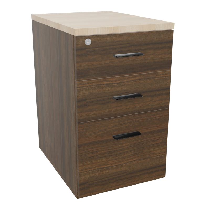RETOUR SUR CAISSON HAUTEUR BUREAU P60XL43,2 - 3 TIROIRS DONT 1DS TOP EP25MM N6 RZ SG