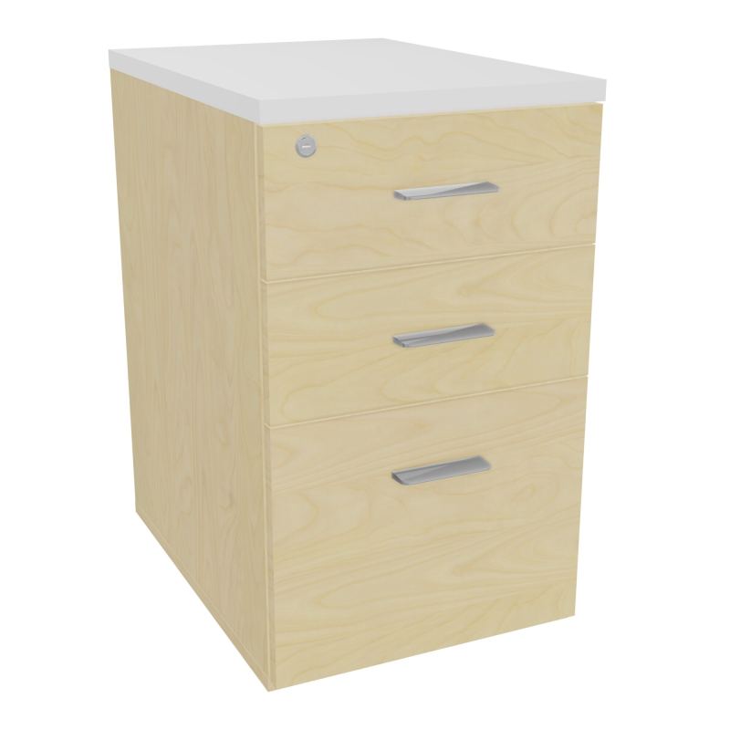 RETOUR SUR CAISSON HAUTEUR BUREAU P60XL43,2 - 3 TIROIRS DONT 1DS TOP EP25MM N8 MG SB