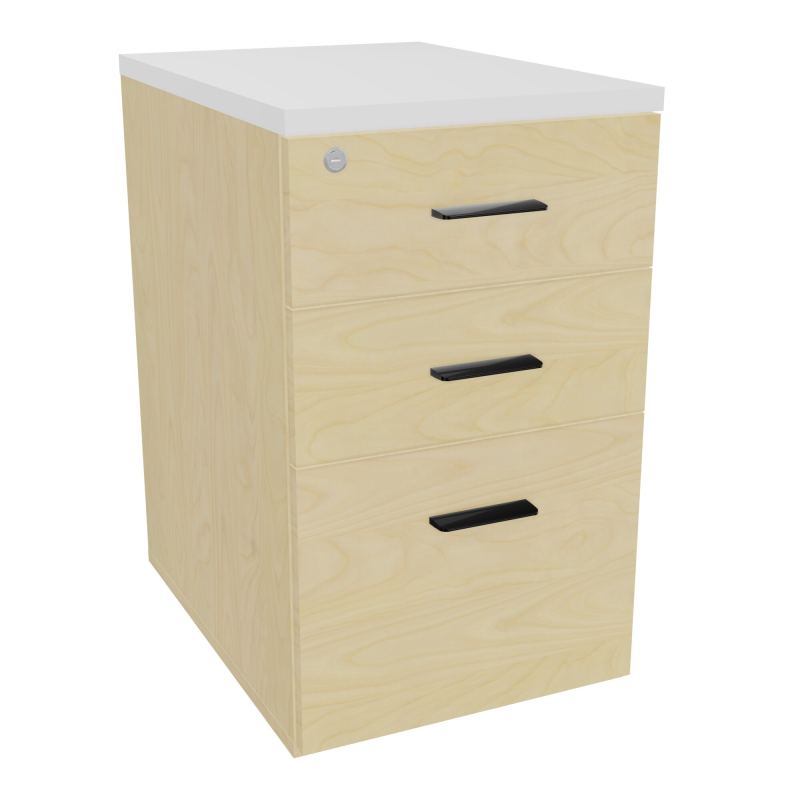 RETOUR SUR CAISSON HAUTEUR BUREAU P60XL43,2 - 3 TIROIRS DONT 1DS TOP EP25MM N8 MG SG