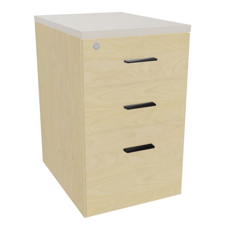 RETOUR SUR CAISSON HAUTEUR BUREAU P60XL43,2 - 3 TIROIRS DONT 1DS TOP EP25MM N8 N5 SG