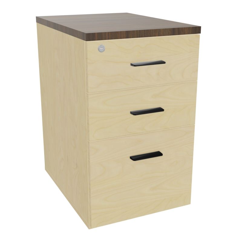 RETOUR SUR CAISSON HAUTEUR BUREAU P60XL43,2 - 3 TIROIRS DONT 1DS TOP EP25MM N8 N6 SG