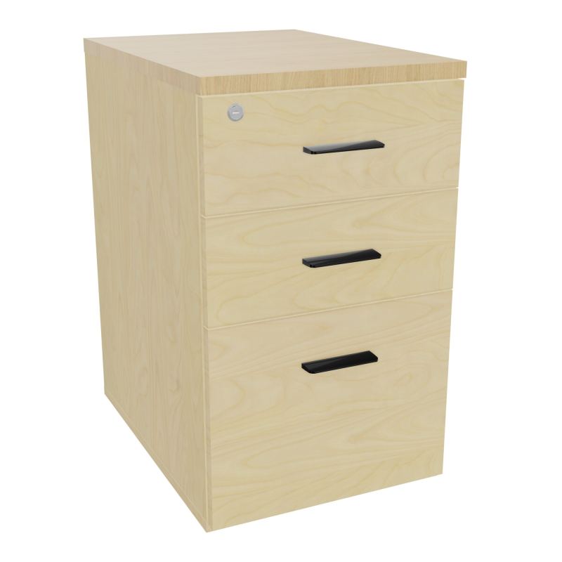 RETOUR SUR CAISSON HAUTEUR BUREAU P60XL43,2 - 3 TIROIRS DONT 1DS TOP EP25MM N8 R1 SG