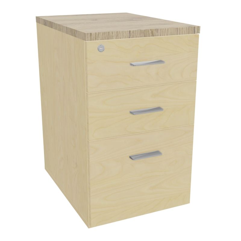 RETOUR SUR CAISSON HAUTEUR BUREAU P60XL43,2 - 3 TIROIRS DONT 1DS TOP EP25MM N8 R3 SB