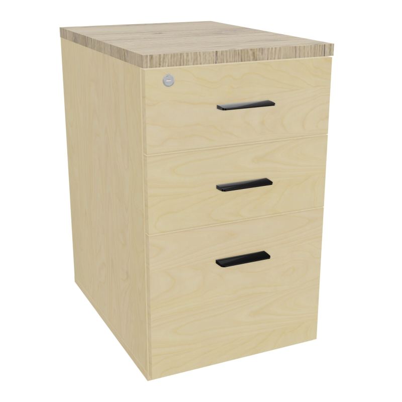 RETOUR SUR CAISSON HAUTEUR BUREAU P60XL43,2 - 3 TIROIRS DONT 1DS TOP EP25MM N8 R3 SG