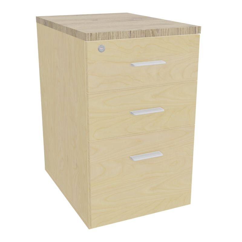 RETOUR SUR CAISSON HAUTEUR BUREAU P60XL43,2 - 3 TIROIRS DONT 1DS TOP EP25MM N8 R3 SO
