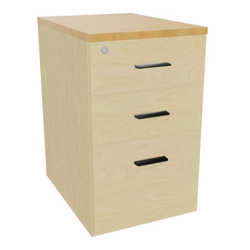 RETOUR SUR CAISSON HAUTEUR BUREAU P60XL43,2 - 3 TIROIRS DONT 1DS TOP EP25MM N8 R5 SG