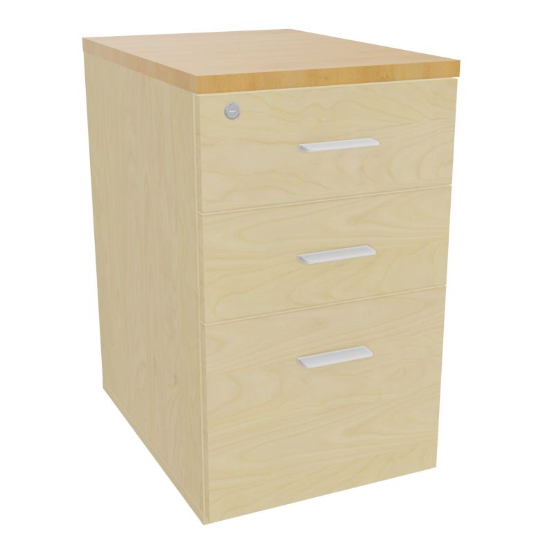 RETOUR SUR CAISSON HAUTEUR BUREAU P60XL43,2 - 3 TIROIRS DONT 1DS TOP EP25MM N8 R5 SO