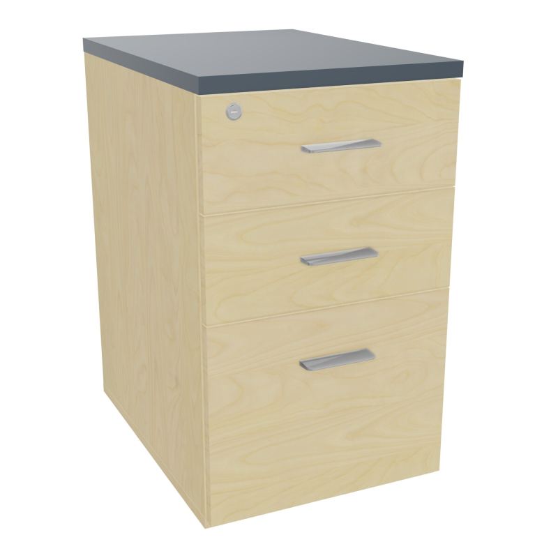RETOUR SUR CAISSON HAUTEUR BUREAU P60XL43,2 - 3 TIROIRS DONT 1DS TOP EP25MM N8 R6 SB
