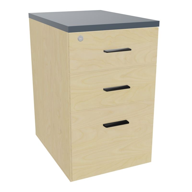 RETOUR SUR CAISSON HAUTEUR BUREAU P60XL43,2 - 3 TIROIRS DONT 1DS TOP EP25MM N8 R6 SG