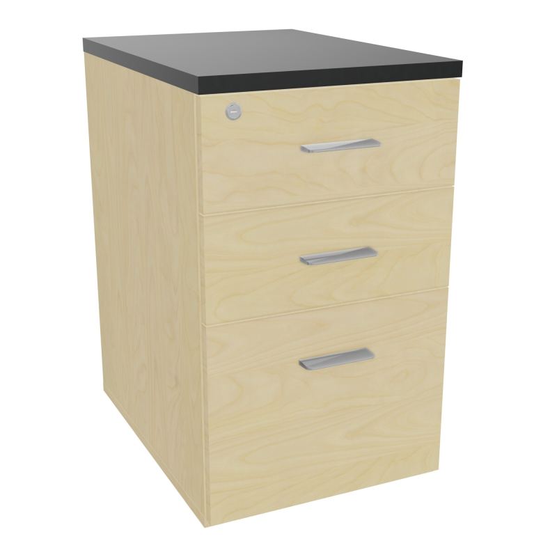 RETOUR SUR CAISSON HAUTEUR BUREAU P60XL43,2 - 3 TIROIRS DONT 1DS TOP EP25MM N8 R9 SB