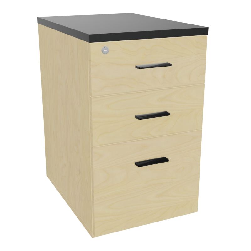 RETOUR SUR CAISSON HAUTEUR BUREAU P60XL43,2 - 3 TIROIRS DONT 1DS TOP EP25MM N8 R9 SG