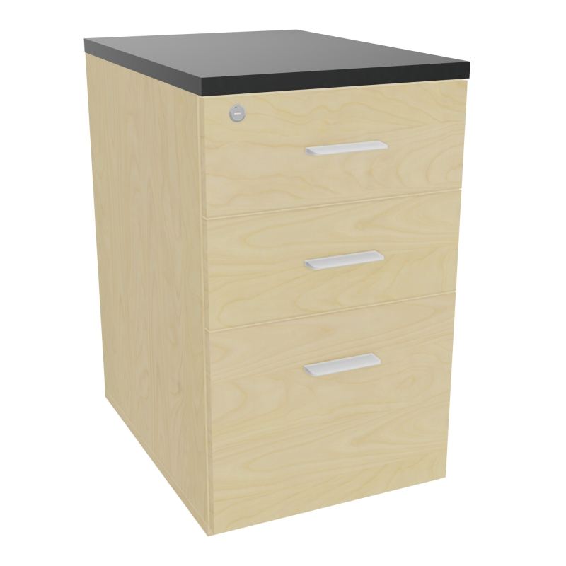 RETOUR SUR CAISSON HAUTEUR BUREAU P60XL43,2 - 3 TIROIRS DONT 1DS TOP EP25MM N8 R9 SO