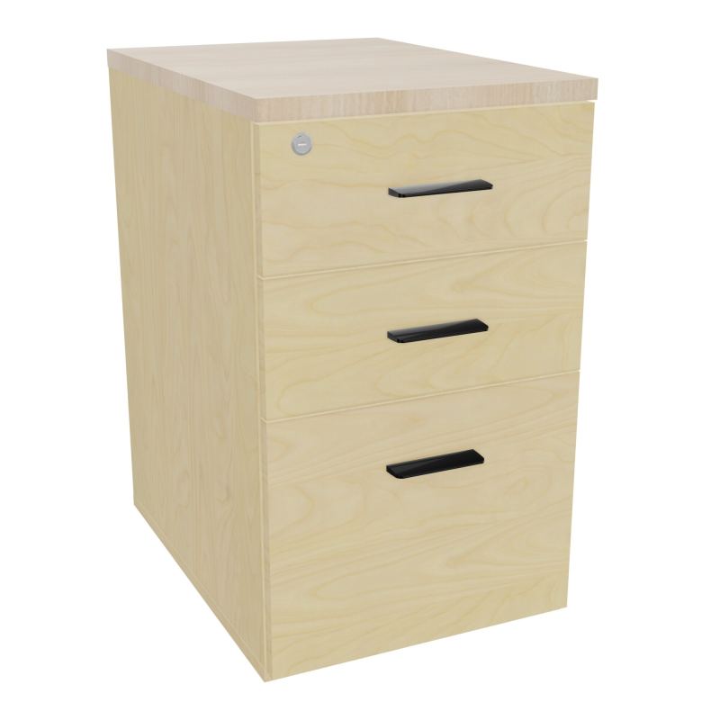 RETOUR SUR CAISSON HAUTEUR BUREAU P60XL43,2 - 3 TIROIRS DONT 1DS TOP EP25MM N8 RZ SG