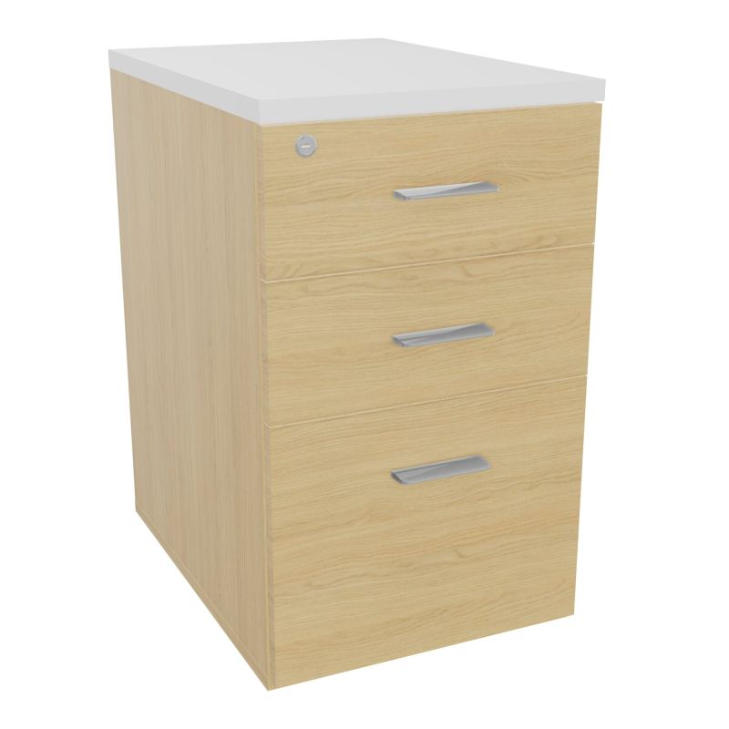 RETOUR SUR CAISSON HAUTEUR BUREAU P60XL43,2 - 3 TIROIRS DONT 1DS TOP EP25MM R1 MG SB