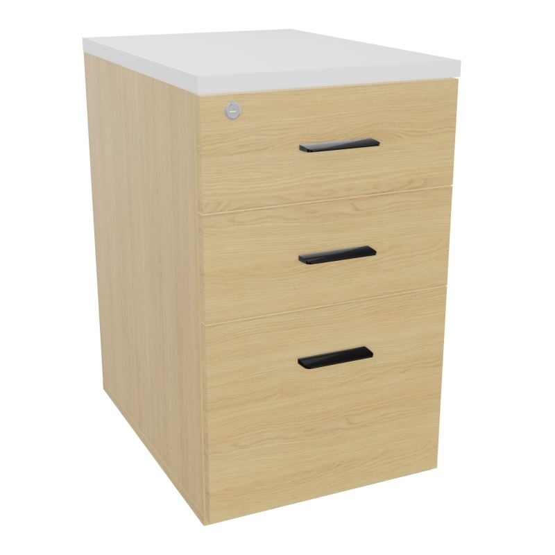 RETOUR SUR CAISSON HAUTEUR BUREAU P60XL43,2 - 3 TIROIRS DONT 1DS TOP EP25MM R1 MG SG
