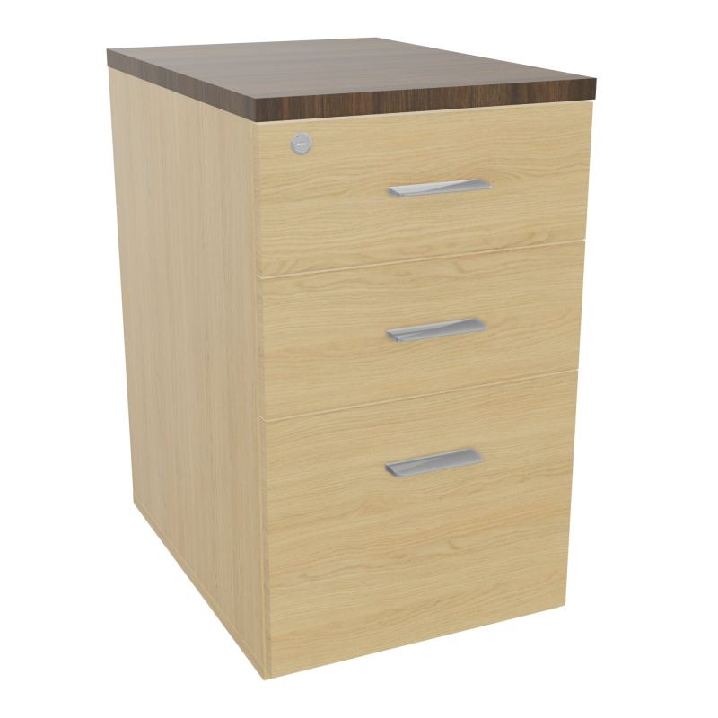 RETOUR SUR CAISSON HAUTEUR BUREAU P60XL43,2 - 3 TIROIRS DONT 1DS TOP EP25MM R1 N6 SB