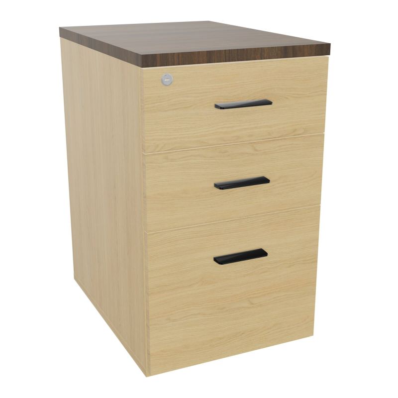 RETOUR SUR CAISSON HAUTEUR BUREAU P60XL43,2 - 3 TIROIRS DONT 1DS TOP EP25MM R1 N6 SG