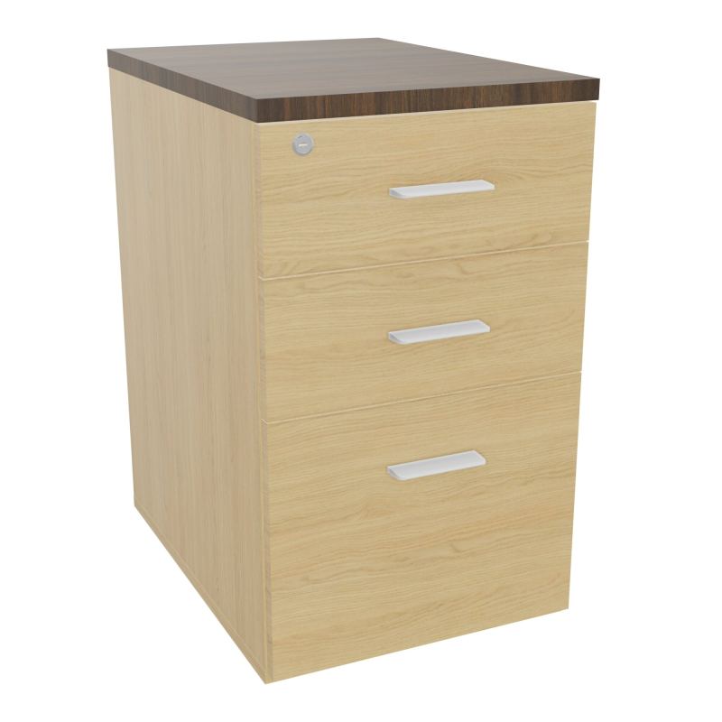 RETOUR SUR CAISSON HAUTEUR BUREAU P60XL43,2 - 3 TIROIRS DONT 1DS TOP EP25MM R1 N6 SO