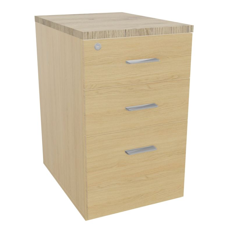RETOUR SUR CAISSON HAUTEUR BUREAU P60XL43,2 - 3 TIROIRS DONT 1DS TOP EP25MM R1 R3 SB