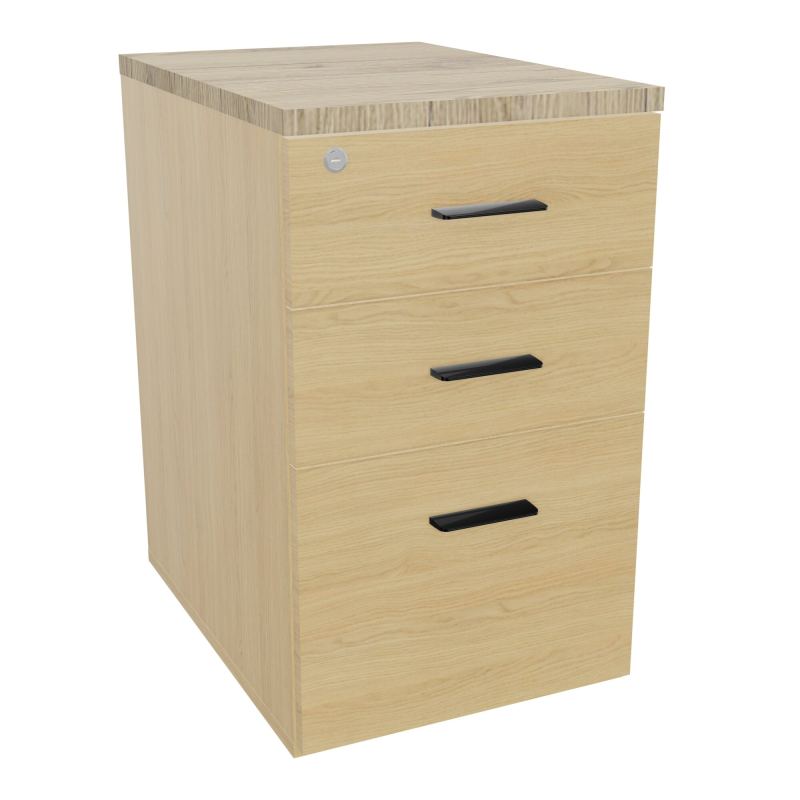 RETOUR SUR CAISSON HAUTEUR BUREAU P60XL43,2 - 3 TIROIRS DONT 1DS TOP EP25MM R1 R3 SG