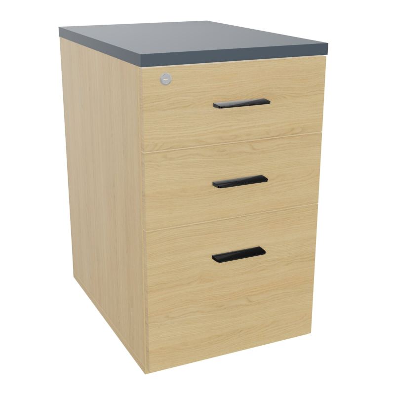 RETOUR SUR CAISSON HAUTEUR BUREAU P60XL43,2 - 3 TIROIRS DONT 1DS TOP EP25MM R1 R6 SG