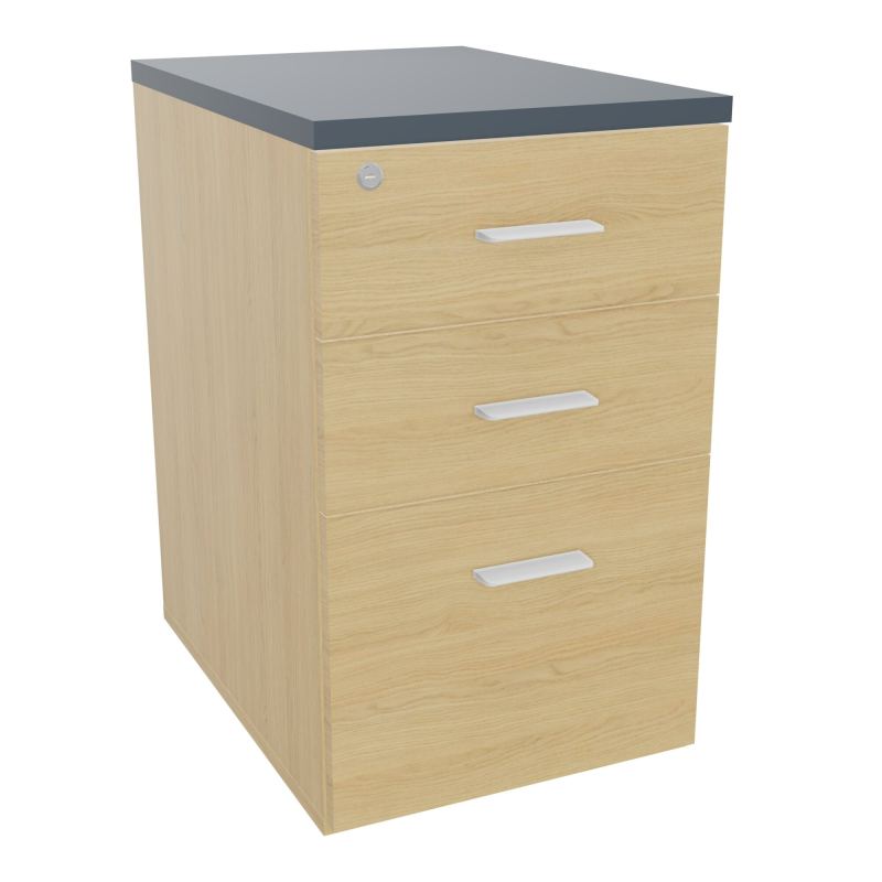 RETOUR SUR CAISSON HAUTEUR BUREAU P60XL43,2 - 3 TIROIRS DONT 1DS TOP EP25MM R1 R6 SO