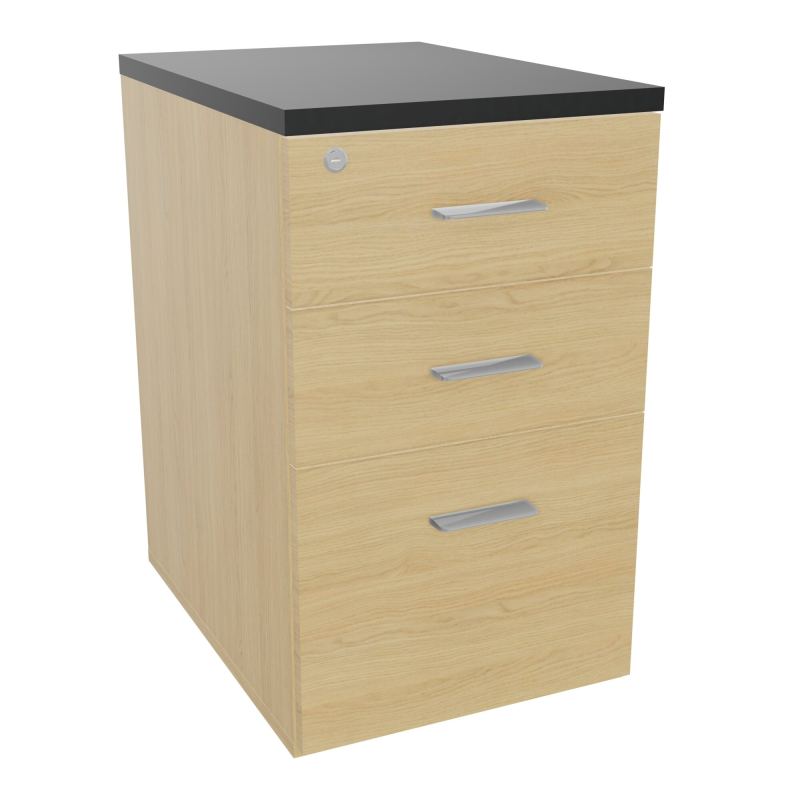 RETOUR SUR CAISSON HAUTEUR BUREAU P60XL43,2 - 3 TIROIRS DONT 1DS TOP EP25MM R1 R9 SB