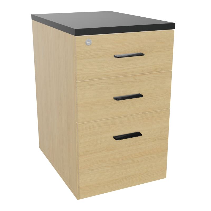 RETOUR SUR CAISSON HAUTEUR BUREAU P60XL43,2 - 3 TIROIRS DONT 1DS TOP EP25MM R1 R9 SG