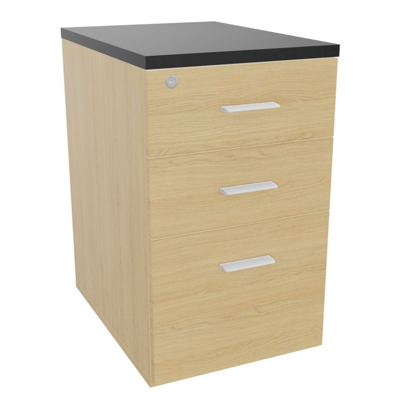 RETOUR SUR CAISSON HAUTEUR BUREAU P60XL43,2 - 3 TIROIRS DONT 1DS TOP EP25MM R1 R9 SO
