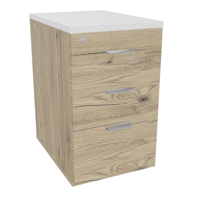 RETOUR SUR CAISSON HAUTEUR BUREAU P60XL43,2 - 3 TIROIRS DONT 1DS TOP EP25MM R3 MG SB
