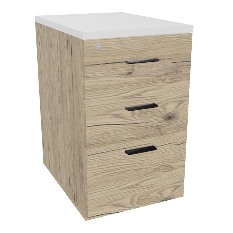 RETOUR SUR CAISSON HAUTEUR BUREAU P60XL43,2 - 3 TIROIRS DONT 1DS TOP EP25MM R3 MG SG