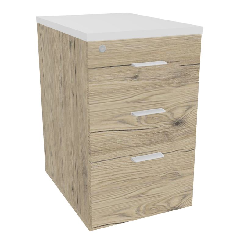 RETOUR SUR CAISSON HAUTEUR BUREAU P60XL43,2 - 3 TIROIRS DONT 1DS TOP EP25MM R3 MG SO