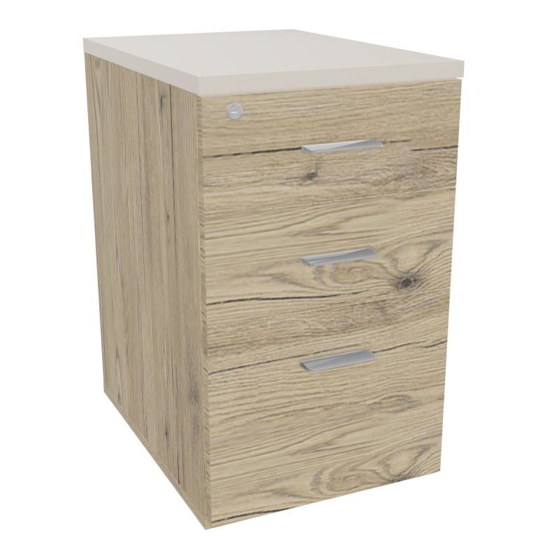 RETOUR SUR CAISSON HAUTEUR BUREAU P60XL43,2 - 3 TIROIRS DONT 1DS TOP EP25MM R3 N5 SB