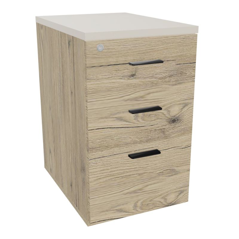 RETOUR SUR CAISSON HAUTEUR BUREAU P60XL43,2 - 3 TIROIRS DONT 1DS TOP EP25MM R3 N5 SG