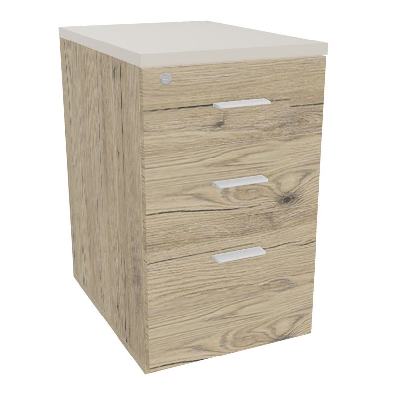 RETOUR SUR CAISSON HAUTEUR BUREAU P60XL43,2 - 3 TIROIRS DONT 1DS TOP EP25MM R3 N5 SO
