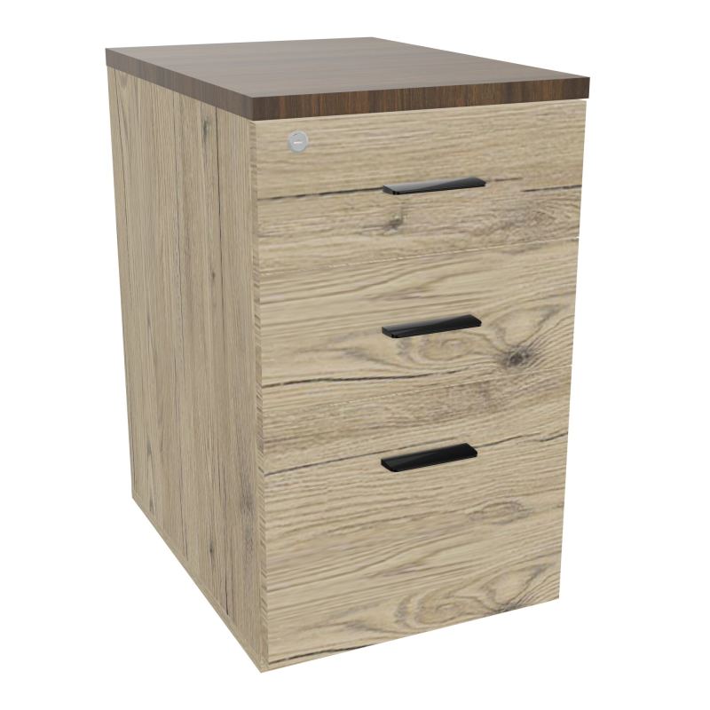 RETOUR SUR CAISSON HAUTEUR BUREAU P60XL43,2 - 3 TIROIRS DONT 1DS TOP EP25MM R3 N6 SG
