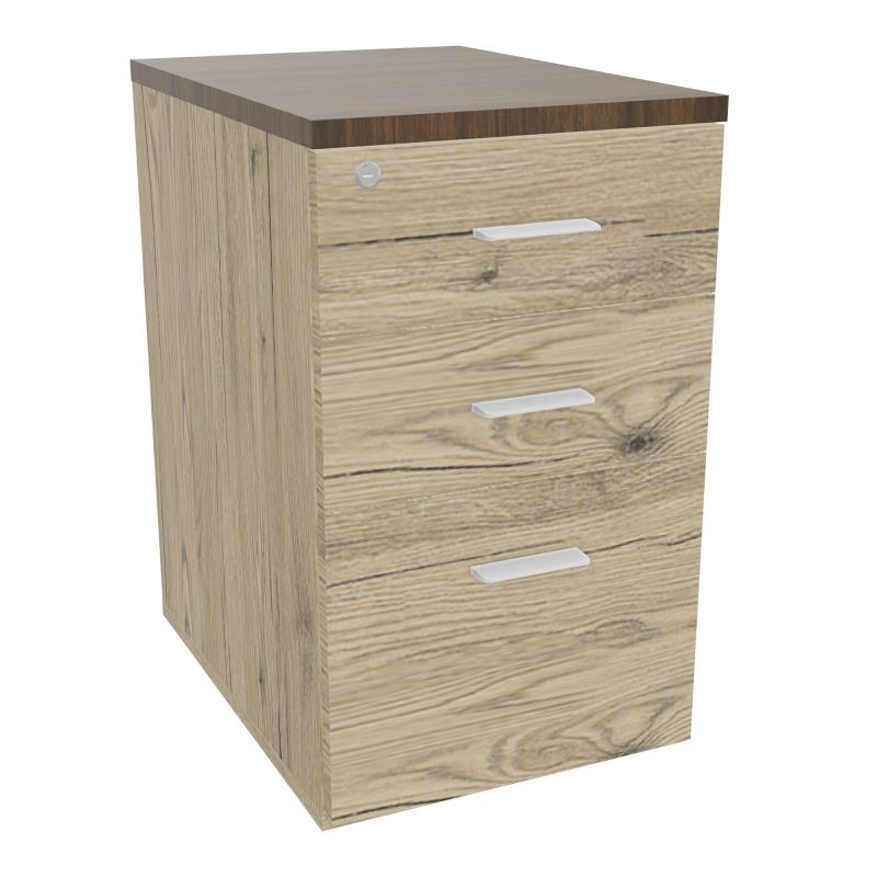 RETOUR SUR CAISSON HAUTEUR BUREAU P60XL43,2 - 3 TIROIRS DONT 1DS TOP EP25MM R3 N6 SO