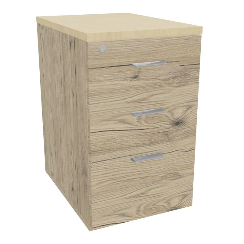RETOUR SUR CAISSON HAUTEUR BUREAU P60XL43,2 - 3 TIROIRS DONT 1DS TOP EP25MM R3 N8 SB