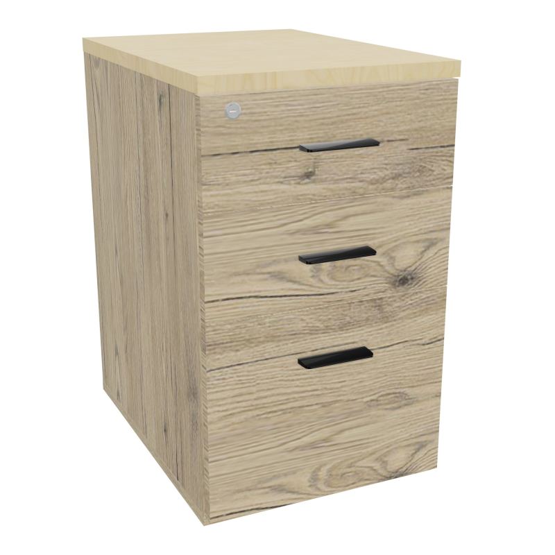 RETOUR SUR CAISSON HAUTEUR BUREAU P60XL43,2 - 3 TIROIRS DONT 1DS TOP EP25MM R3 N8 SG