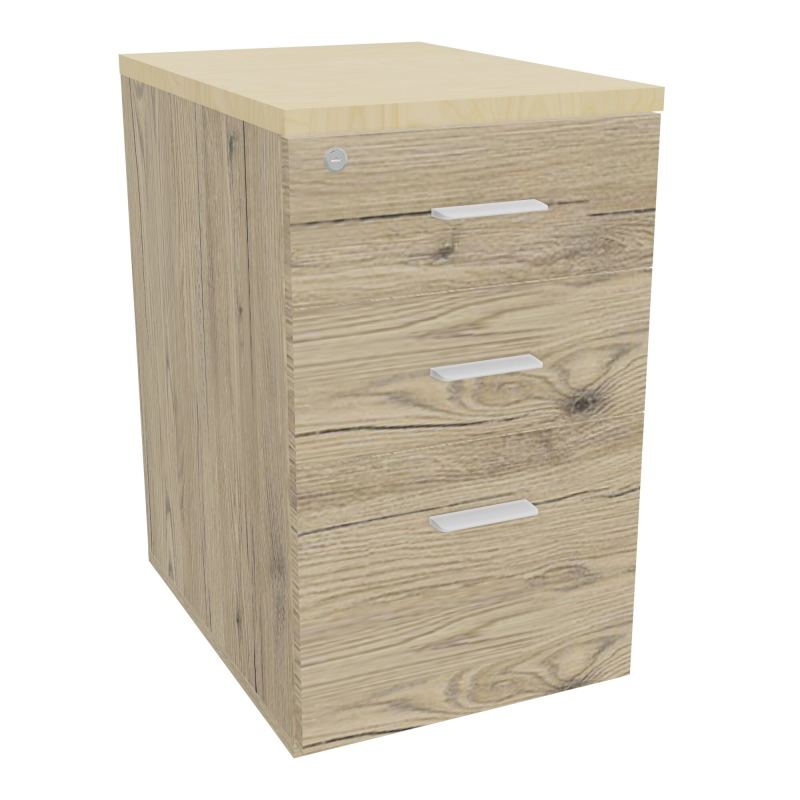 RETOUR SUR CAISSON HAUTEUR BUREAU P60XL43,2 - 3 TIROIRS DONT 1DS TOP EP25MM R3 N8 SO