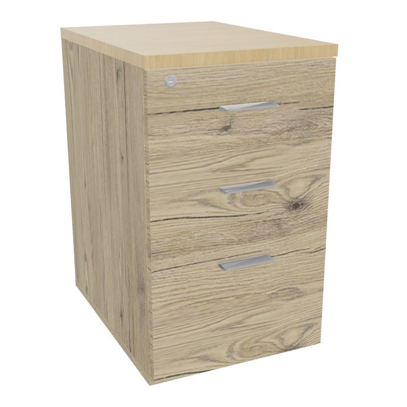 RETOUR SUR CAISSON HAUTEUR BUREAU P60XL43,2 - 3 TIROIRS DONT 1DS TOP EP25MM R3 R1 SB