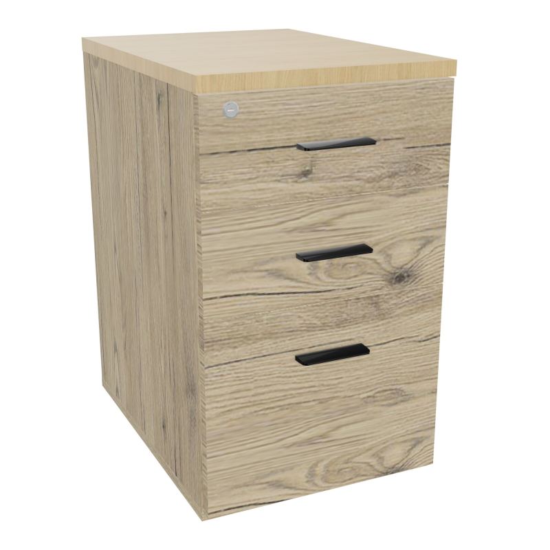 RETOUR SUR CAISSON HAUTEUR BUREAU P60XL43,2 - 3 TIROIRS DONT 1DS TOP EP25MM R3 R1 SG