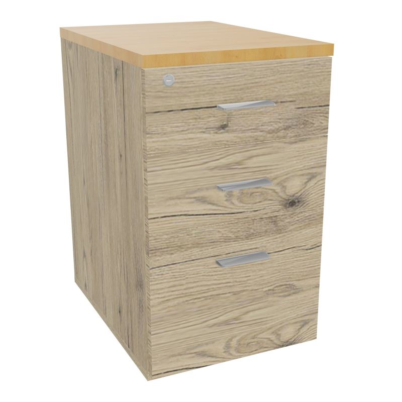 RETOUR SUR CAISSON HAUTEUR BUREAU P60XL43,2 - 3 TIROIRS DONT 1DS TOP EP25MM R3 R5 SB