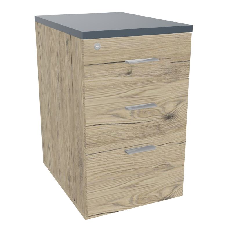 RETOUR SUR CAISSON HAUTEUR BUREAU P60XL43,2 - 3 TIROIRS DONT 1DS TOP EP25MM R3 R6 SB